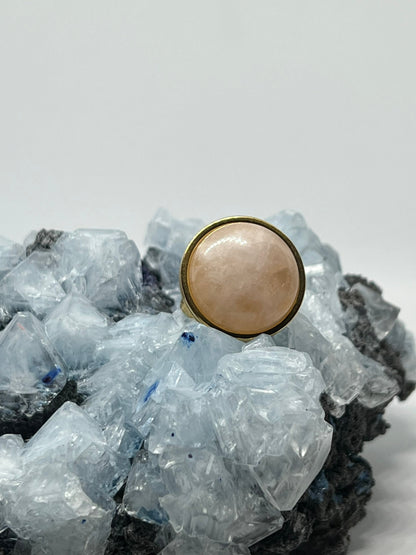 AYA Rose Quartz Statement Ring Gold