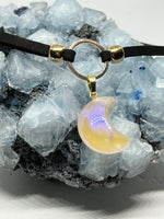 Load image into Gallery viewer, Aura Rose Quartz Moon Choker - Gold O Ring Choker / Chain Necklace
