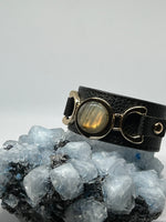 Load image into Gallery viewer, Labradorite Cuff Bracelet - Black/Gold
