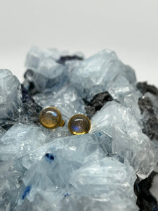 Labradorite Stud Earrings - Gold