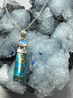 Load image into Gallery viewer, Turquoise Copper X Moonstone Pendant Necklace - 925 Silver
