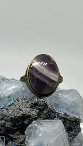 Chevron Amethyst Bronze Ring, oval gemstone ring bronze, chevron amethyst jewelry bronze, chevron amethyst gemstone, bronze ring women