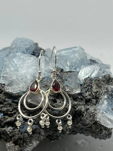 Blood Moon Garnet Earrings - 925 Silver