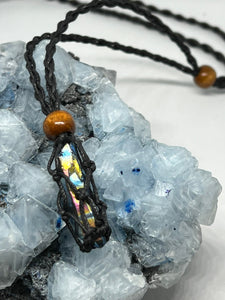 Titanium Quartz Black Macrame Necklace