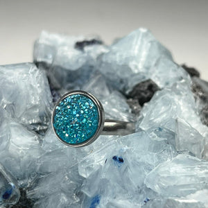 Blue Druzy Ring - Silver