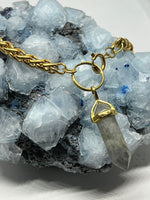 Load image into Gallery viewer, Gemstone O Ring Wheat Chain Choker - Gold
