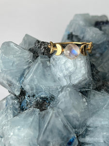 Moonstone Moon Phases Dainty Ring - Gold