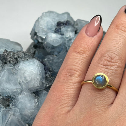 Labradorite Dainty Ring - Gold