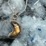 Load image into Gallery viewer, Red Labradorite Moon Pendant Necklace 925 Silver
