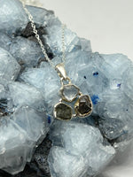 Charger l&#39;image dans la galerie, Natural Czech Moldavite, Herkimer Diamond and Meteorite Pendant Necklace 925 Silver

