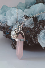 Load image into Gallery viewer, Crystal Point Seashell Charm Pendant Necklace - Silver

