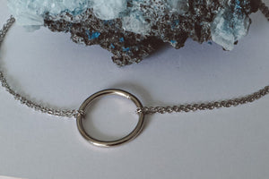 O Ring Collar Chain Necklace - Silver