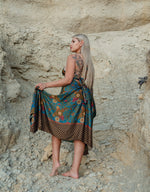 Load image into Gallery viewer, Blue Floral Silk Maxi Dress - Nerium
