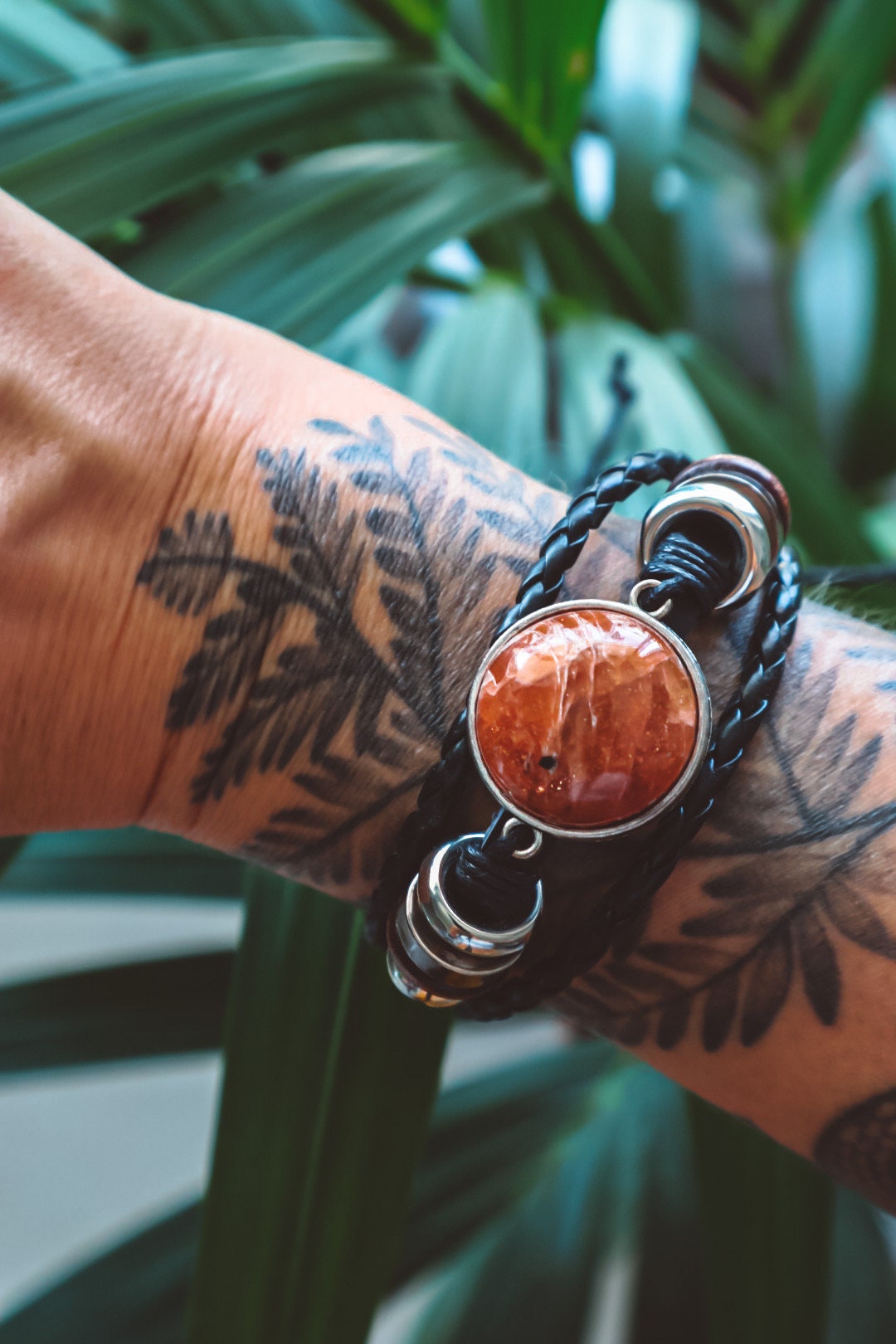 Orange Sunstone Bracelet Beaded Stack