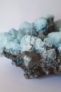 Labradorite Heart Pendant Necklace, heart jewelry, handmade gift, boho layer necklace, waterproof, hypoallergenic, ready to ship