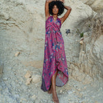 Load image into Gallery viewer,  Pink Floral Silk Maxi Dress - Peony
