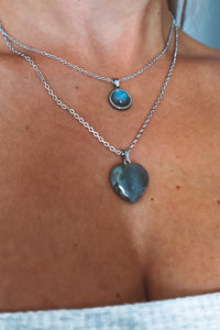 Labradorite Heart Pendant Necklace, heart jewelry, handmade gift, boho layer necklace, waterproof, hypoallergenic, ready to ship