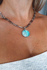 Load image into Gallery viewer, AYANA Blue Larimar Pendant Chain Choker Silver
