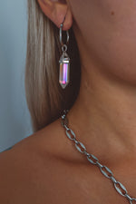 Load image into Gallery viewer, aura Quartz Hoop Earrings silver
