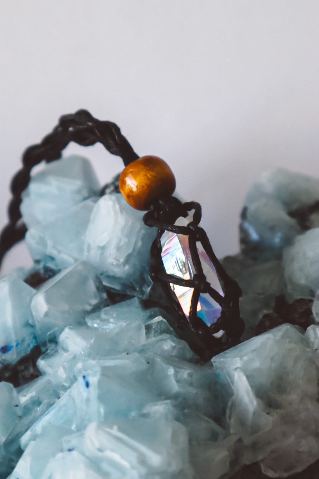 Aura Quartz Macrame Necklace Crystal