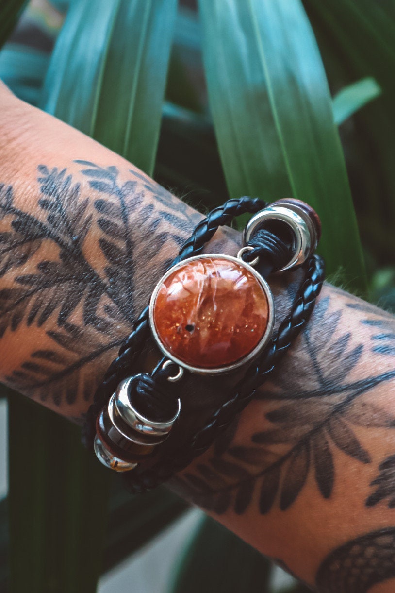 Orange Sunstone Bracelet Beaded Stack