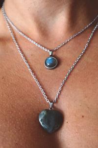 Labradorite Heart Pendant Necklace, heart jewelry, handmade gift, boho layer necklace, waterproof, hypoallergenic, ready to ship