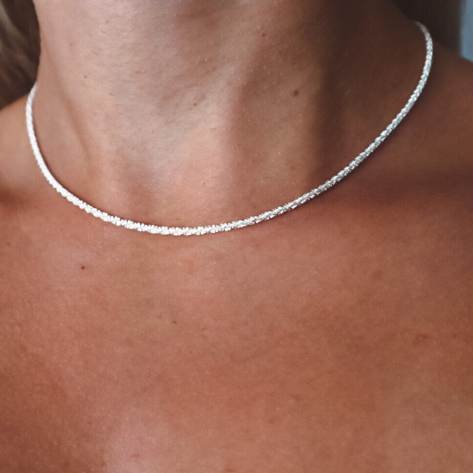 925 silver chain necklace, 925 chain, sparkling chain silver, silver choker necklace, 925 silver choker, 925 sterling silver, chain silver womens, silver choker womens, gift jewelry, gift necklace, malta jewellery