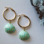 Load image into Gallery viewer, Seashell Aura Earrings  - Green / Gold
