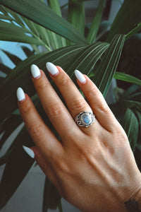 Blue Labradorite Dainty Ring - Silver
