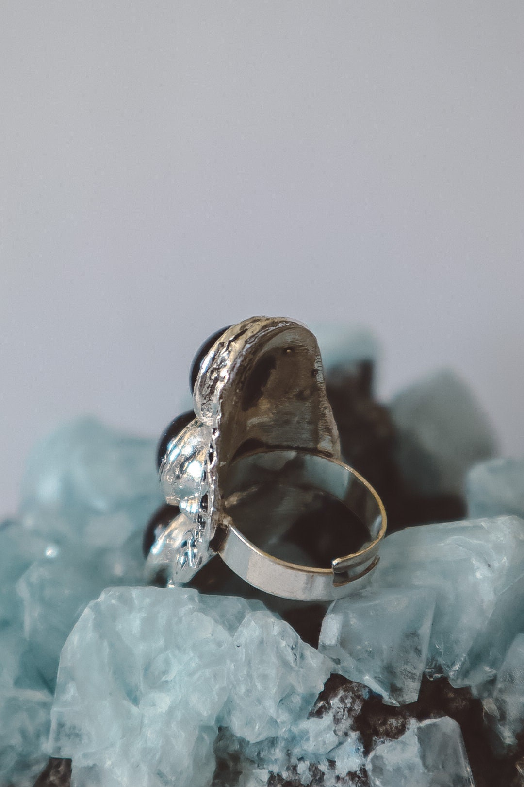 Blue Sandstone Statement Ring - Silver