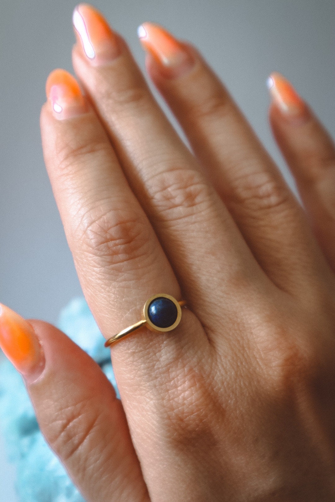 Lapis Lazuli Minimalist Ring - Gold