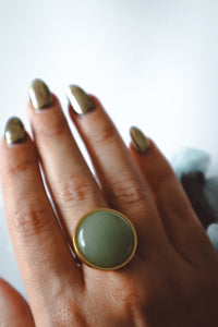 Green Aventurine Statement Ring - Gold