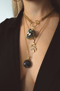 Larvikite Pendant Necklace - Gold