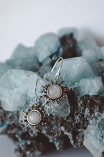 Load image into Gallery viewer, Moonstone Sun Earrings - 925 Silver
