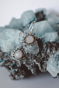 Moonstone Sun Earrings - 925 Silver