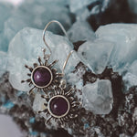 Load image into Gallery viewer, Amethyst Sun Earrings - 925 Silver
