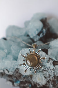 Gold Labradorite Sun Necklace - 925 Silver