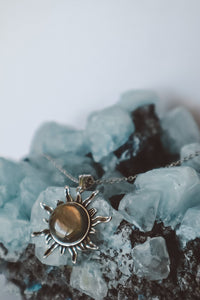 Gold Labradorite Sun Necklace - 925 Silver