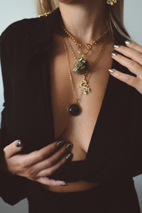 Zircon Dragon Pendant Necklace - Gold