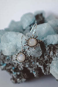 Moonstone Sun Earrings - 925 Silver