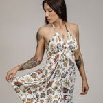 Load image into Gallery viewer, White Floral Silk Mini Flowy Mini Dress
