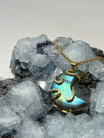 Load image into Gallery viewer, La Lune - Labradorite Moon X Gold Plated 925 Silver

