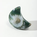 Cargar imagen en el visor de la galería, Natural Moss Agate Crescent Moon with Druzy
